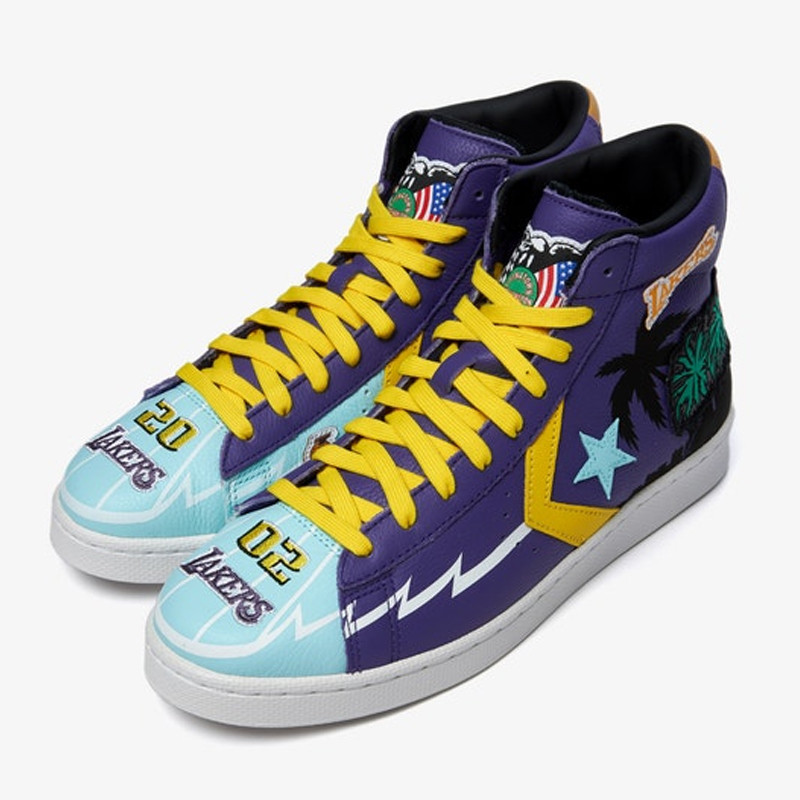 SEPATU SNEAKERS CONVERSE X Chinatown Market LA Lakers Pro Leather Hi