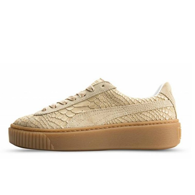 Sepatu Sneakers Puma Wmns Platform Exotic Skin Beige