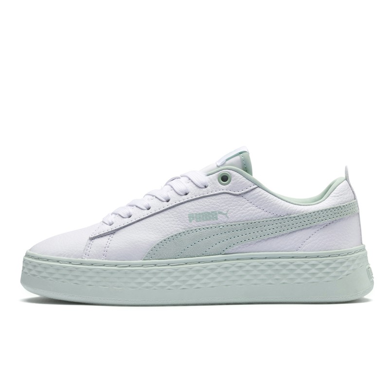 Sepatu Sneakers Puma Wmns Smash Platform Leather Fair Aqua