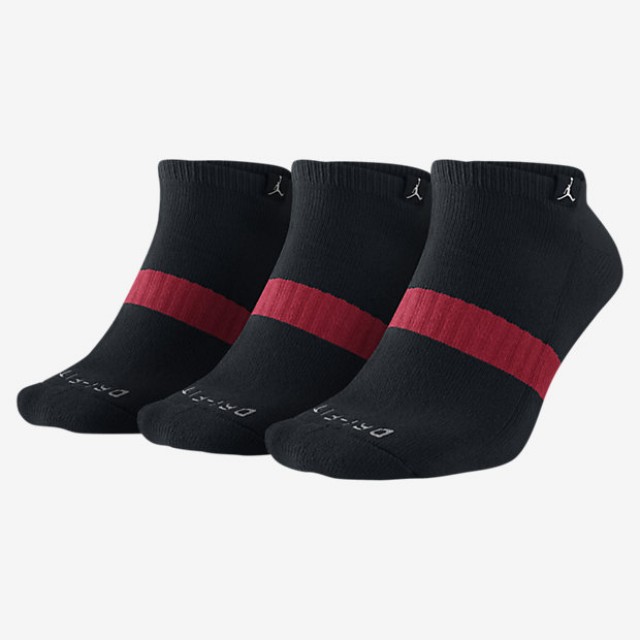 Kaos Kaki Basket Air Jordan Dri-fit No-show Socks 3pk Black