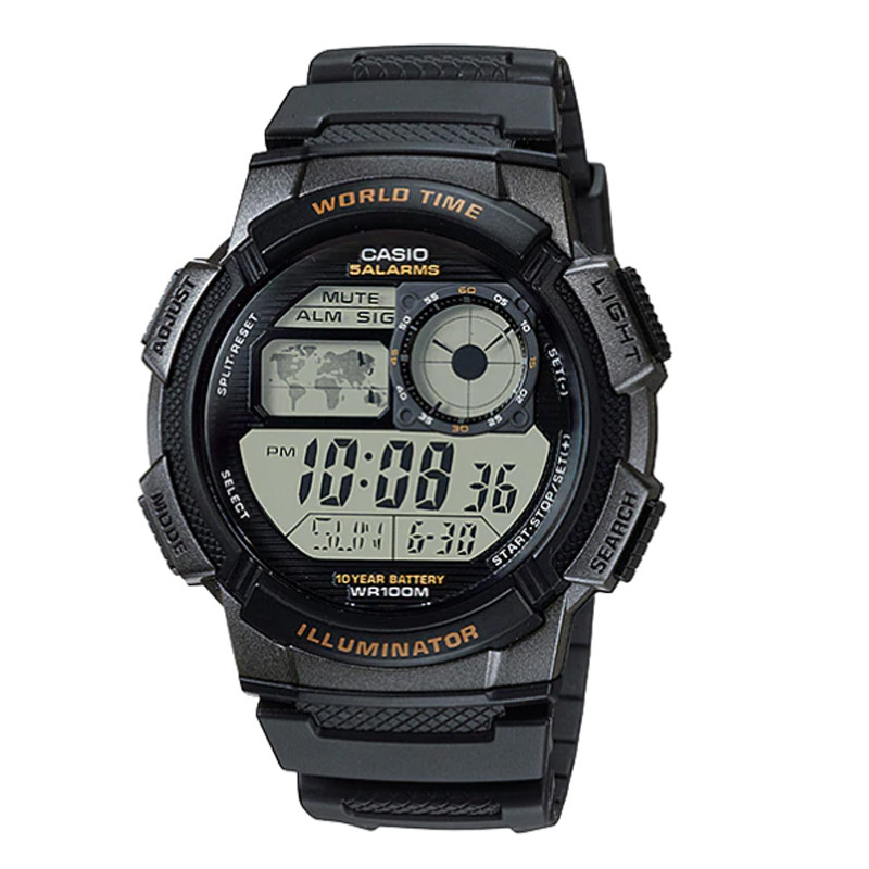 JAM TANGAN  CASIO  Water Resistance 100M Black Resin Band