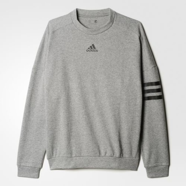 Baju Sneakers Adidas Linear 3-stripes Crew Sweatshirt Grey