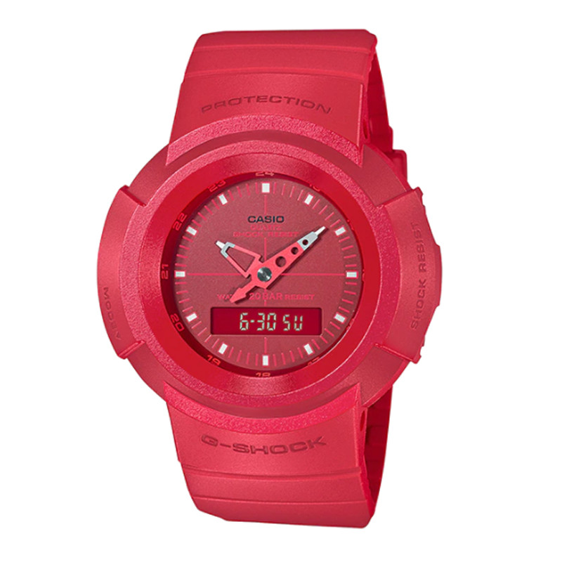 JAM TANGAN  CASIO G-shock Red Digital Analog Dial Red Resin Strap