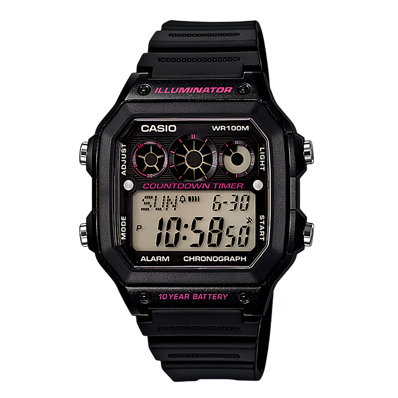 JAM TANGAN  CASIO Water Resistant 100M Resin Band