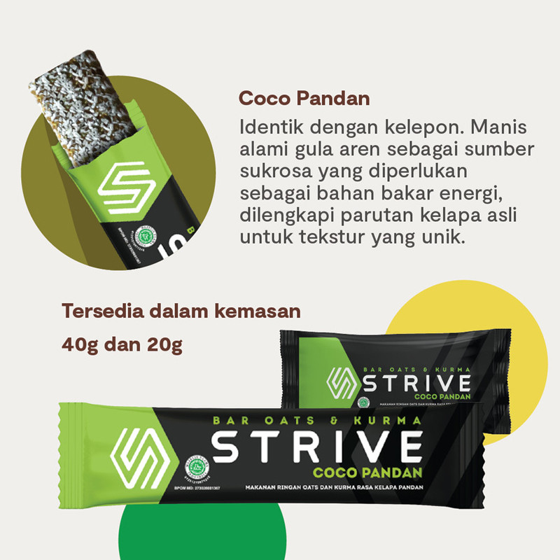 SUPLEMEN LARI STRIVE Energy Bar BITE SIZE COCO PANDAN