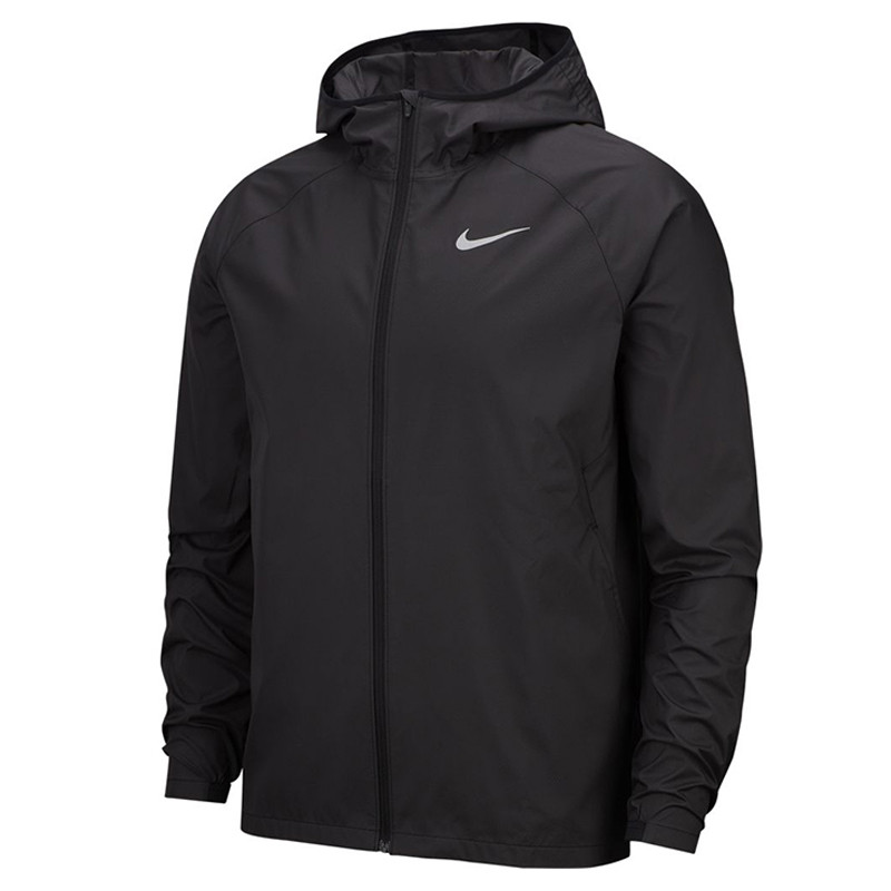 Baju Lari Nike Essential Running Jacket Black Reflective Silver