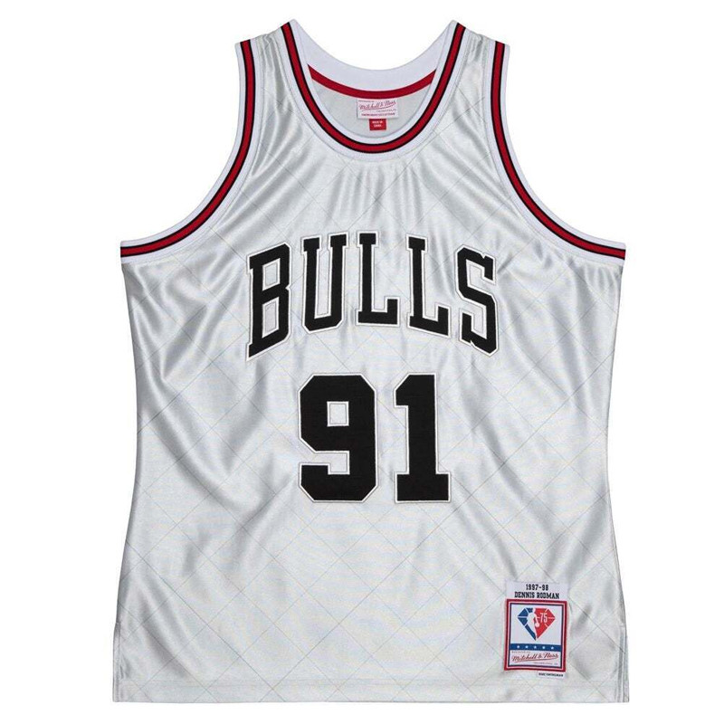 BAJU BASKET MITCHELL N NESS 75th Platinum Swingman Dennis Rodman Chicago Bulls Jersey