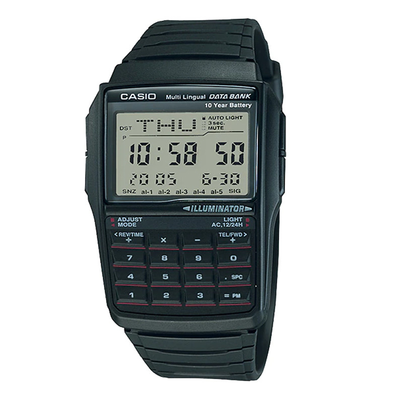 JAM TANGAN  CASIO Data Bank Digital Black Resin Strap