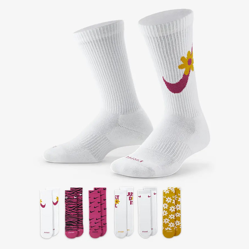 KAOS KAKI SNEAKERS NIKE 6PK Everyday Plus Cushioned Kids Crew Socks