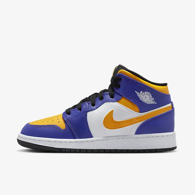 SEPATU BASKET AIR JORDAN AJ 1 Mid Lakers GS