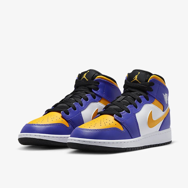 SEPATU BASKET AIR JORDAN AJ 1 Mid Lakers GS