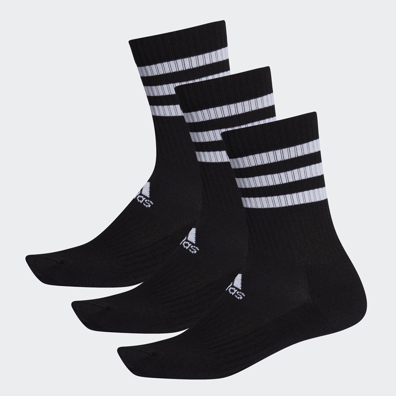 Kaos Kaki Sneakers Adidas 3pk 3-stripes Cushioned Crew Socks Black