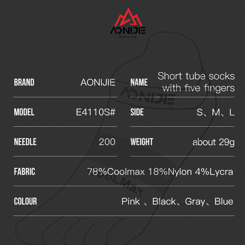 KAOS KAKI LARI AONIJIE Running Toe Low Socks