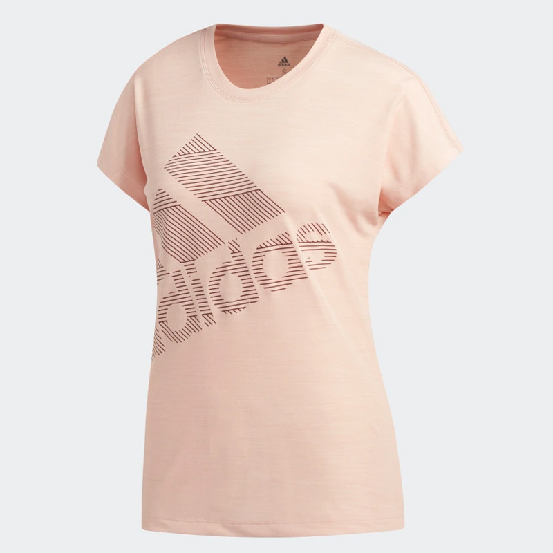 Baju Training Adidas Wmns Badge Of Sport Logo Tee Glow Pink