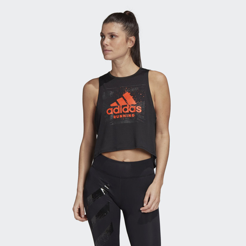 BAJU LARI ADIDAS Wmns Fast Graphic Crop Tee