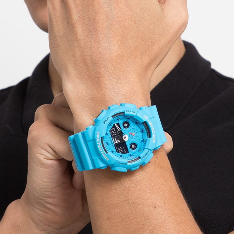JAM TANGAN  CASIO G-shock Special Color Models Digital Analog Dial Blue Resin Strap