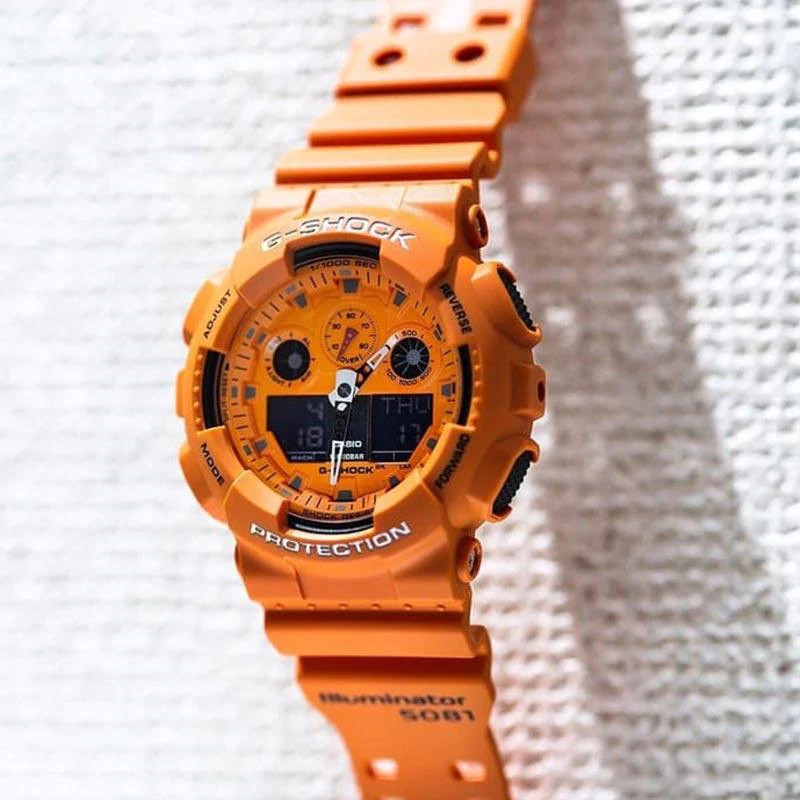 JAM TANGAN  CASIO G-shock Special Color Models Digital Analog Dial Orange Resin Strap