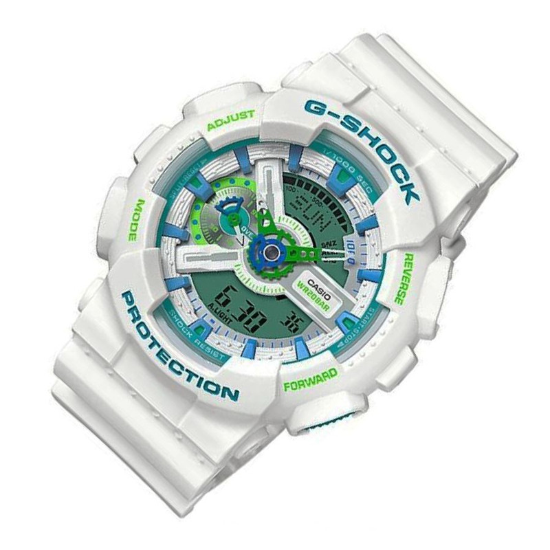 JAM TANGAN  CASIO G-shock Digital Analog Display Dial White Resin Strap