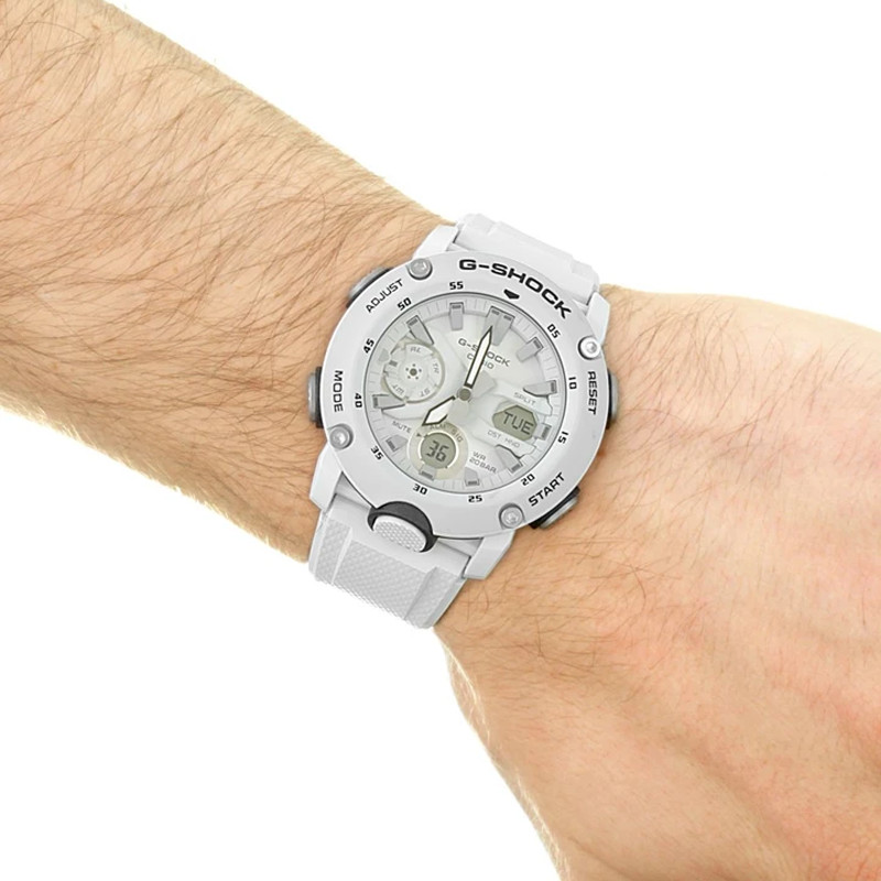 JAM TANGAN  CASIO G-shock Digital Analog Dial White Resin Strap
