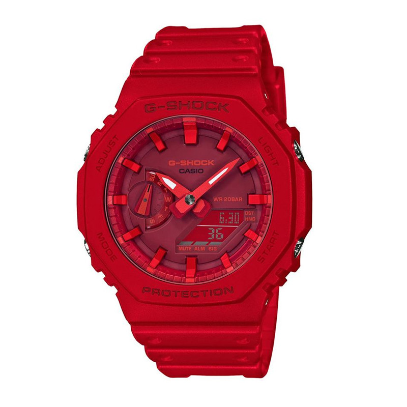 JAM TANGAN  CASIO G-shock Retro Style Digital Analog Dial Red Resin Strap