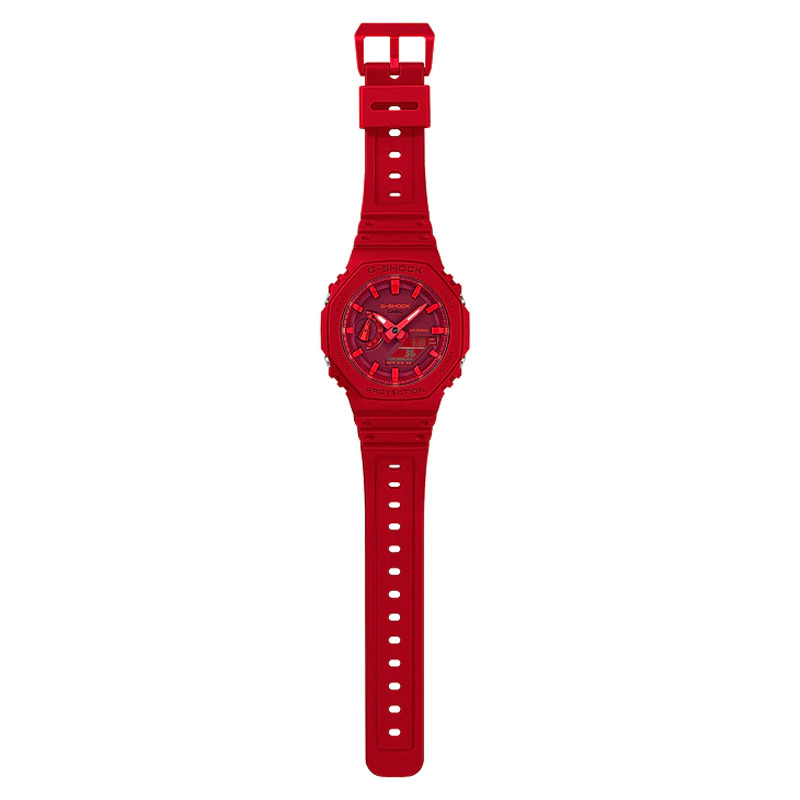 JAM TANGAN  CASIO G-shock Retro Style Digital Analog Dial Red Resin Strap