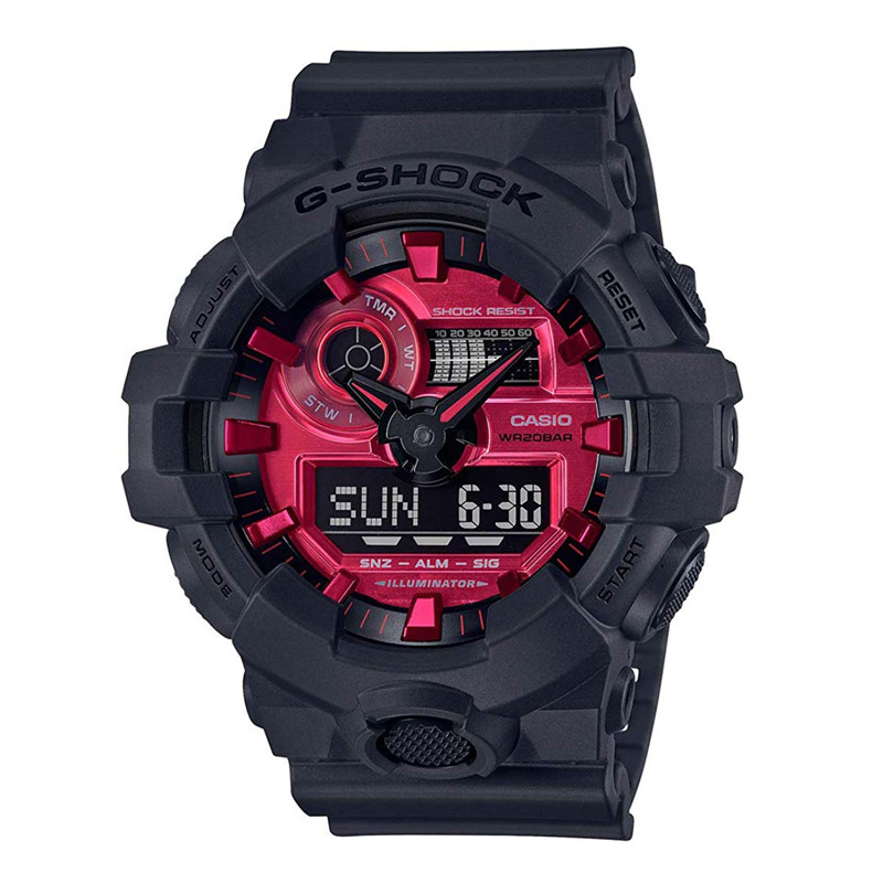 JAM TANGAN  CASIO G-shock Adrenaline Red Digial Analog Dial Black Resin Strap