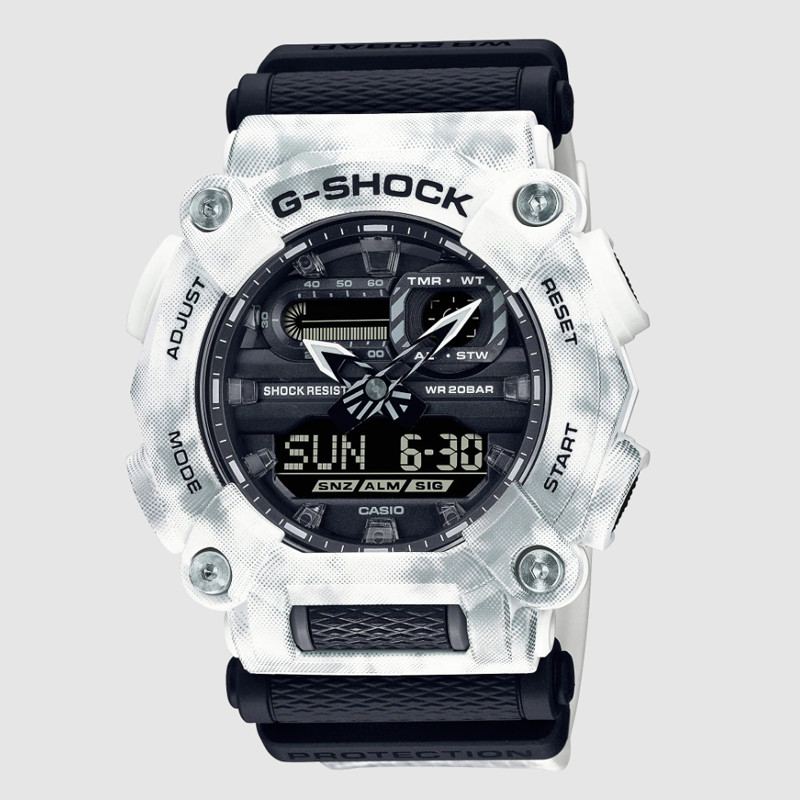 JAM TANGAN  CASIO G-Shock Grunge Snow Camouflage Resin Band