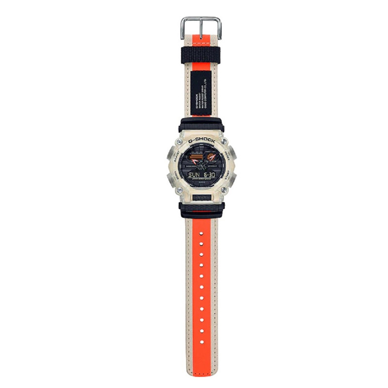 JAM TANGAN  CASIO G-shock Tech Skeleton Digital Analog Dial Dual Tone Fabric Strap
