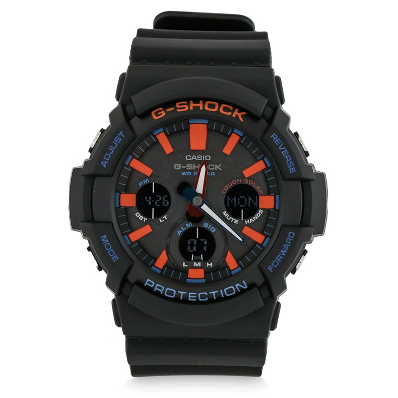 JAM TANGAN  CASIO G-shock Tough Solar Digital Analog Black Dial Black Resin Strap