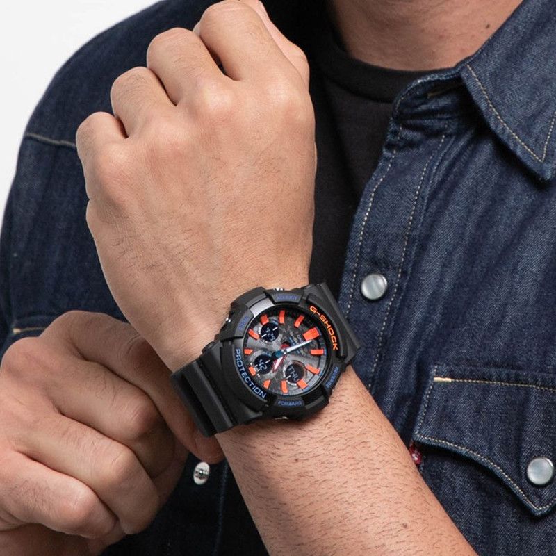JAM TANGAN  CASIO G-shock Tough Solar Digital Analog Black Dial Black Resin Strap