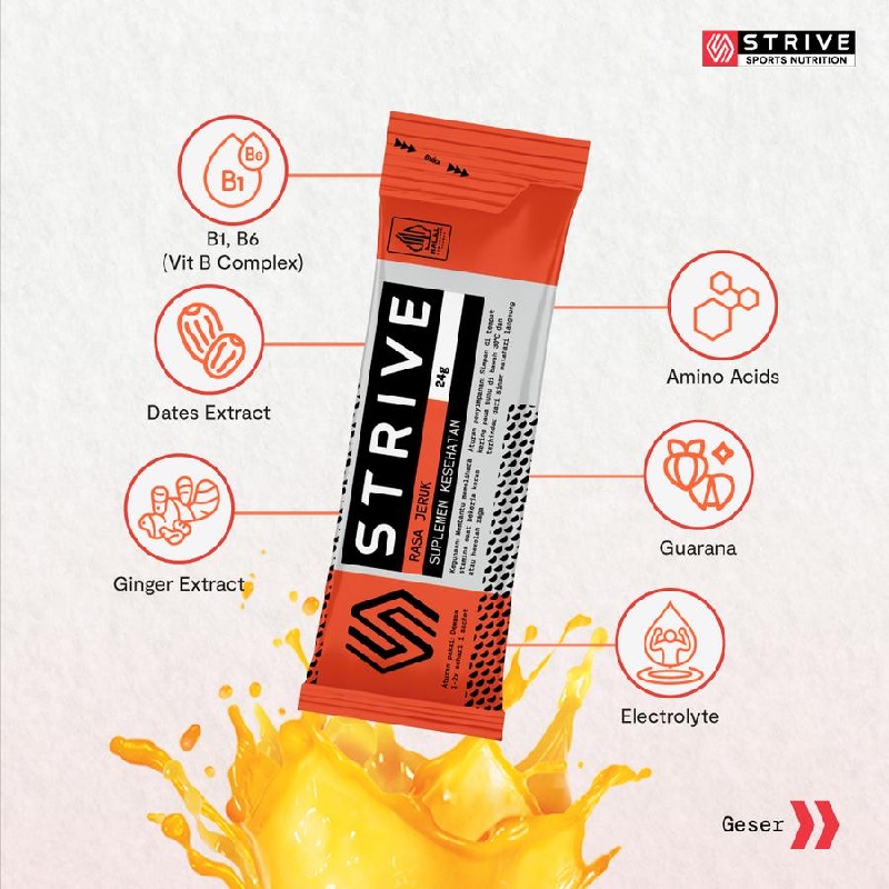 SUPLEMEN LARI STRIVE Energy Gel Jeruk 24Gr