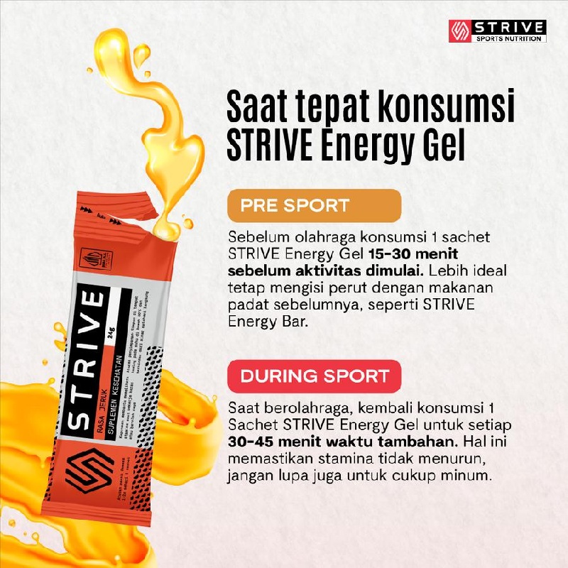 SUPLEMEN LARI STRIVE Energy Gel Jeruk 24Gr