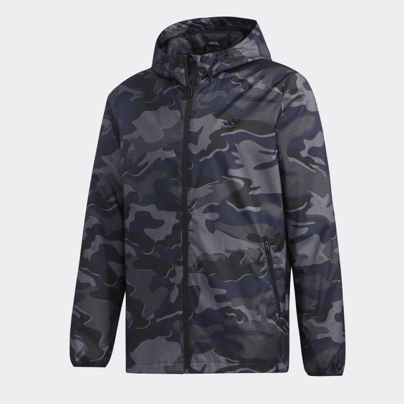 Baju Training Adidas Must Haves Camo Windbreaker Hoodie Black