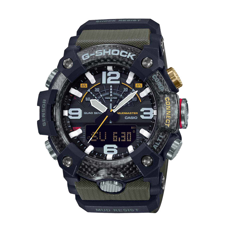 JAM TANGAN  CASIO G-shock Mudmaster Digital Analog Dial Green Olive Resin Strap