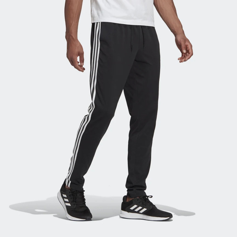 CELANA TRAINING ADIDAS ESSENTIALS SINGLE JERSEY TAPERED OPEN HEM 3-STRIPES PANTS