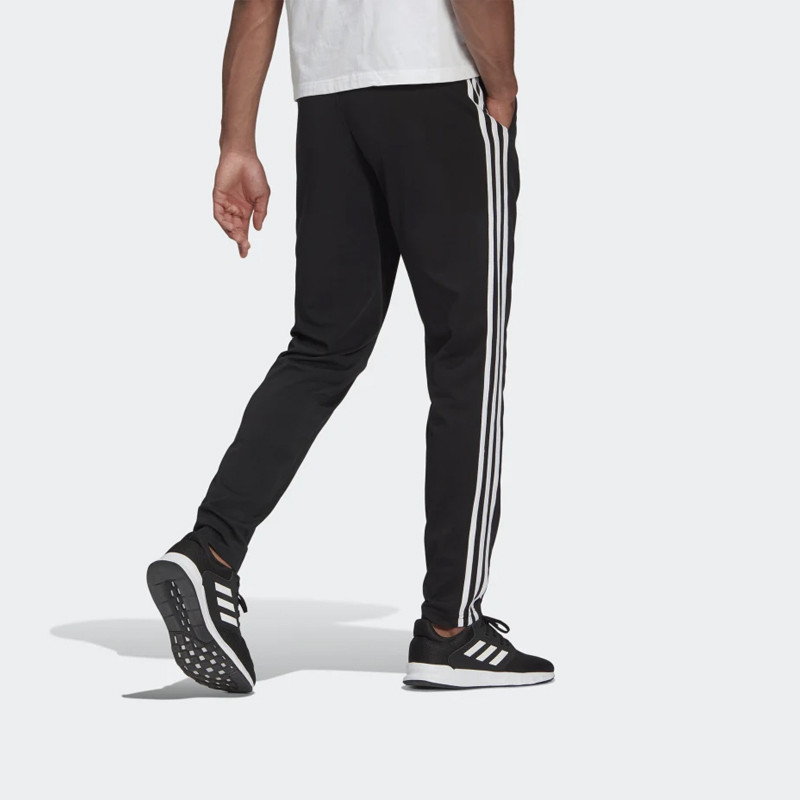 CELANA TRAINING ADIDAS ESSENTIALS SINGLE JERSEY TAPERED OPEN HEM 3-STRIPES PANTS