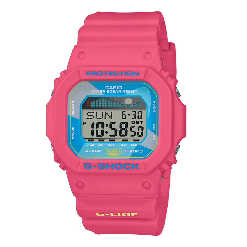 JAM TANGAN  CASIO G-shock G-Lide Digital Dial Pink Resin Strap