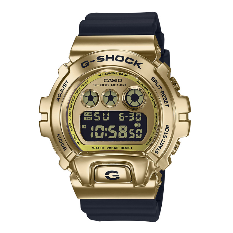 Jam Tangan Casio G shock Metal Covered Gold Digital Dial Resin Strap Black Gold