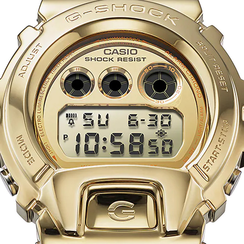 JAM TANGAN  CASIO G-shock Metal Covered Gold Digital Dial Clear Resin Strap