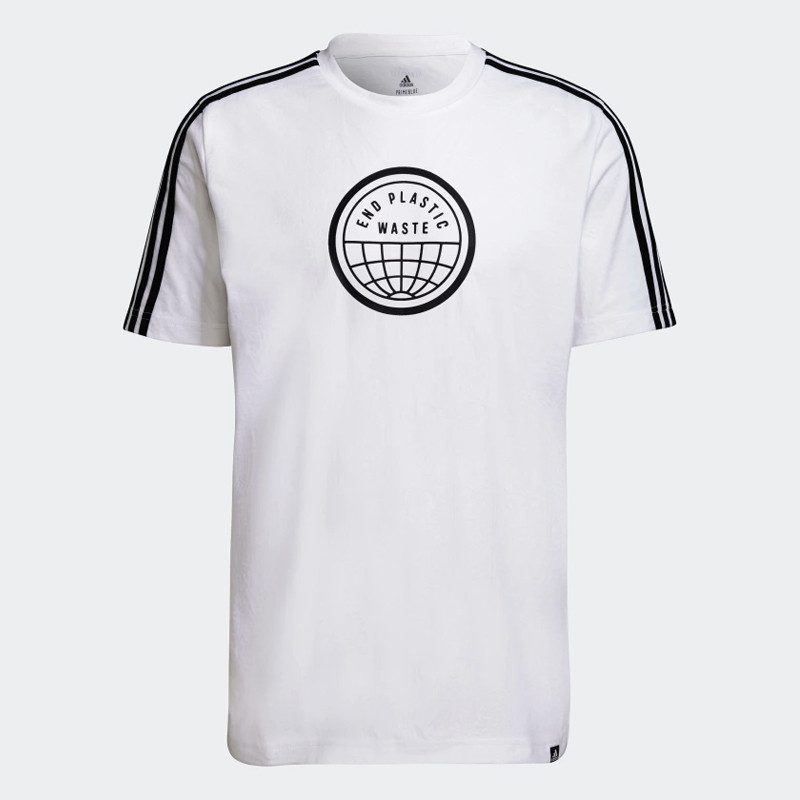 BAJU SNEAKERS ADIDAS PRIMEBLUE END PLASTIC WASTE 3-STRIPES GRAPHIC TEE