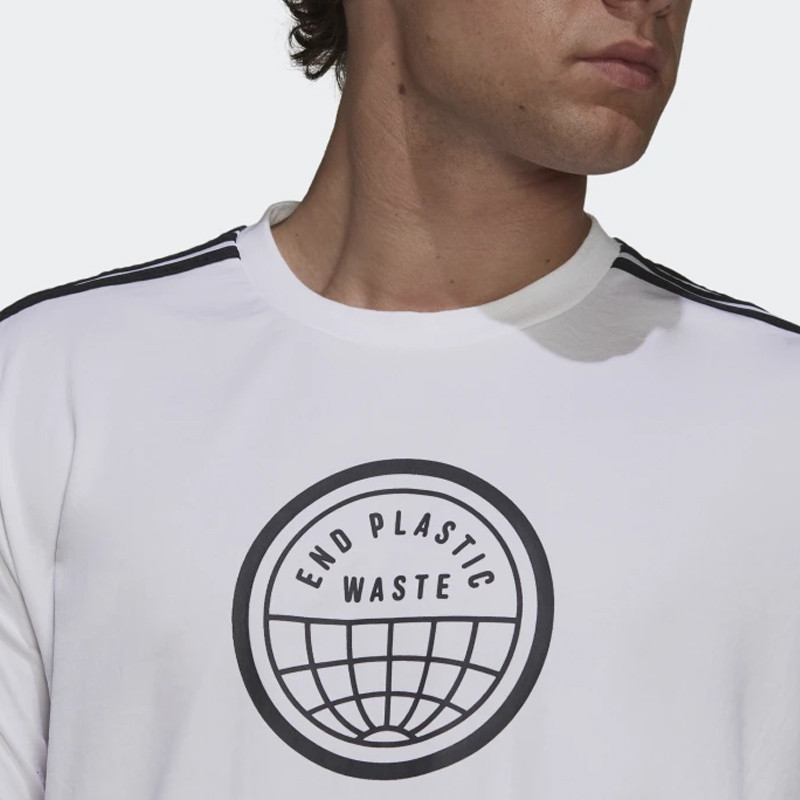 BAJU SNEAKERS ADIDAS PRIMEBLUE END PLASTIC WASTE 3-STRIPES GRAPHIC TEE