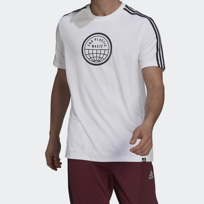 BAJU SNEAKERS ADIDAS PRIMEBLUE END PLASTIC WASTE 3-STRIPES GRAPHIC TEE
