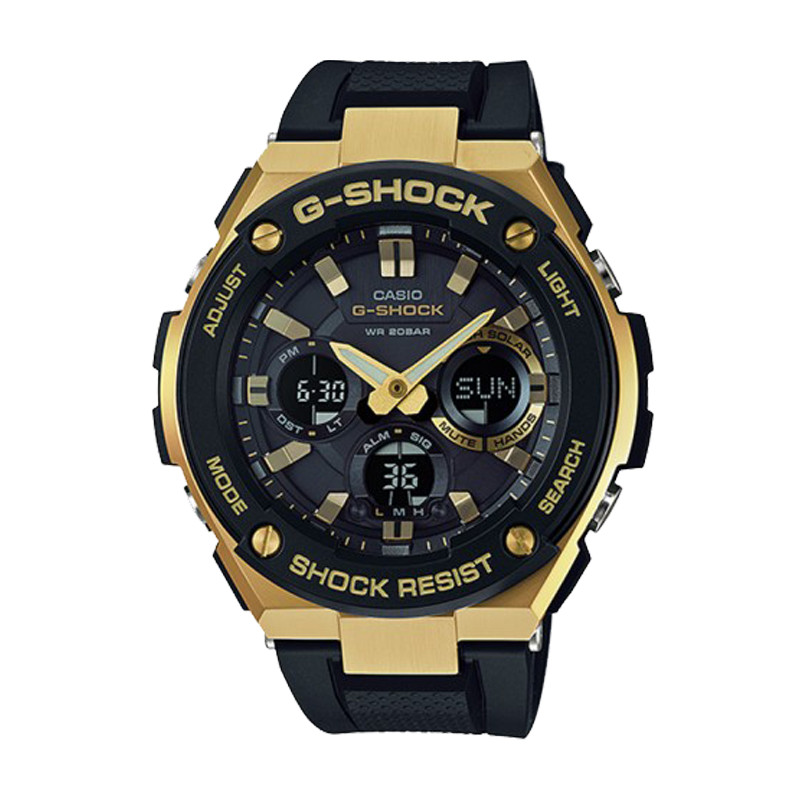 Jam Tangan Casio G shock G steel Series Tough Solar Water Resistance 200m Black Gold