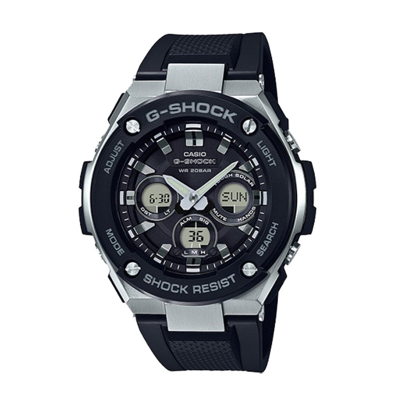 Jam Tangan Casio G shock G steel Series Tough Solar Black Rubber Strap Black