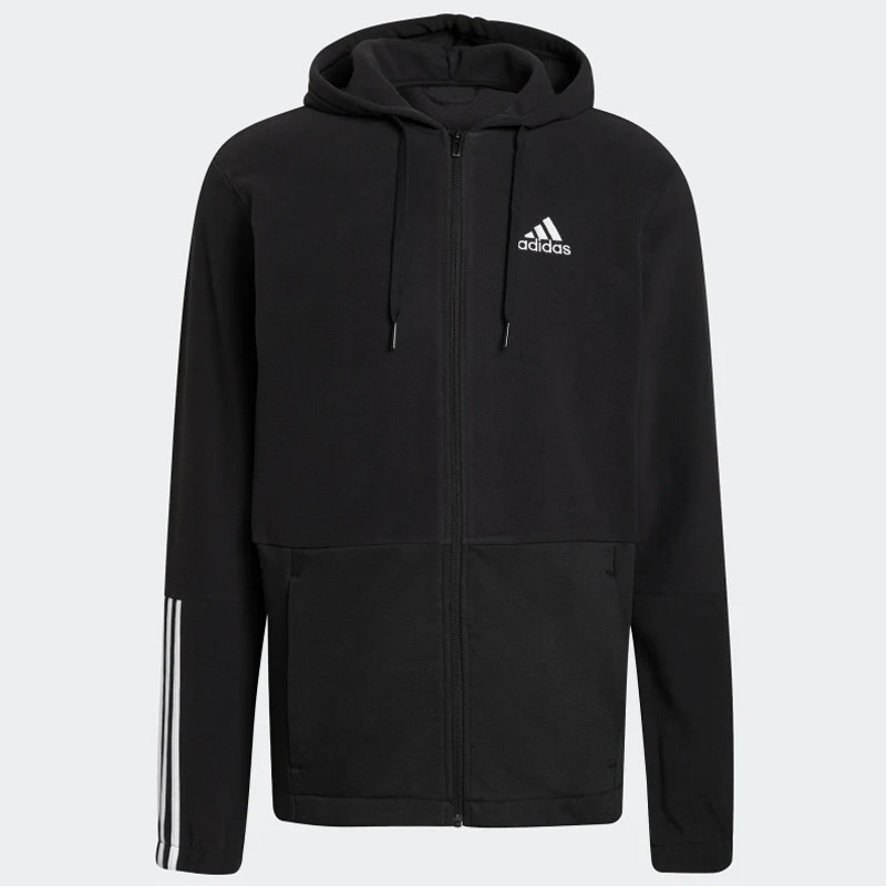 Baju Sneakers Adidas Essentials Polar Fleece Giant Logo Full-zip Hoodie  Black