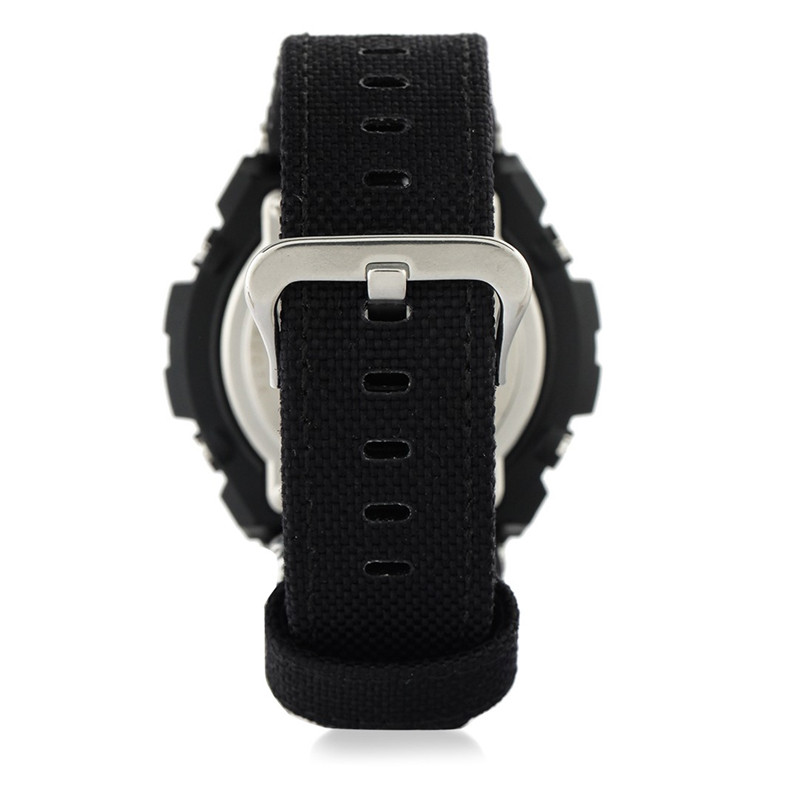 JAM TANGAN  CASIO G-Shock G-Steel Digital Analog Dial Black Nylon Strap