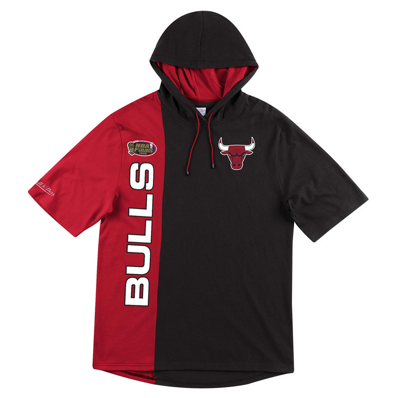 BAJU BASKET MITCHELL N NESS Split Chicago Bulls NBA Finals Short Sleeve Hoodie
