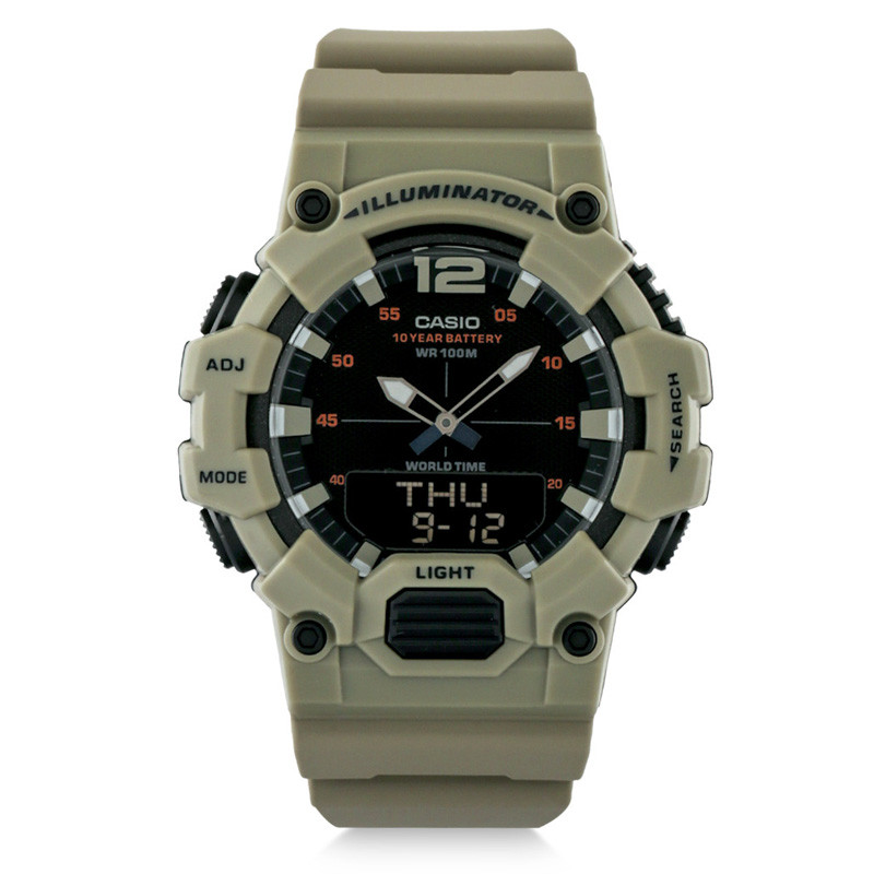 JAM TANGAN  CASIO Digital Analog Dial Khaki Resin Strap Watches