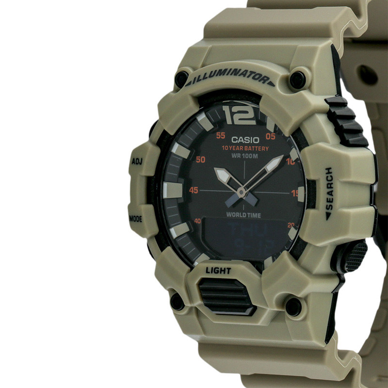 JAM TANGAN  CASIO Digital Analog Dial Khaki Resin Strap Watches