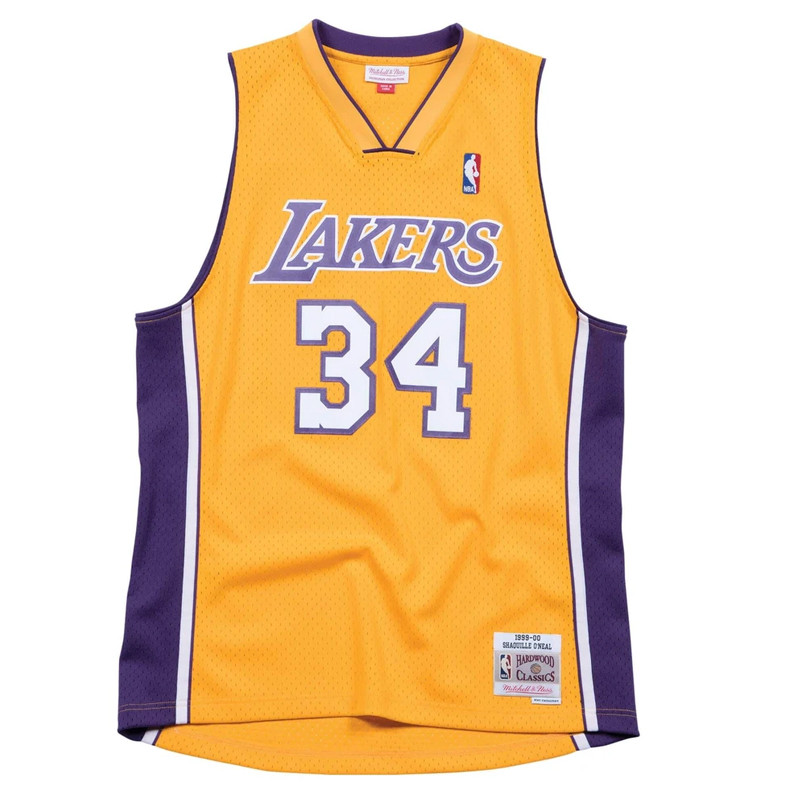 BAJU BASKET MITCHELL N NESS Los Angeles Lakers Shaquille O'Neal Hardwood Classics Jersey